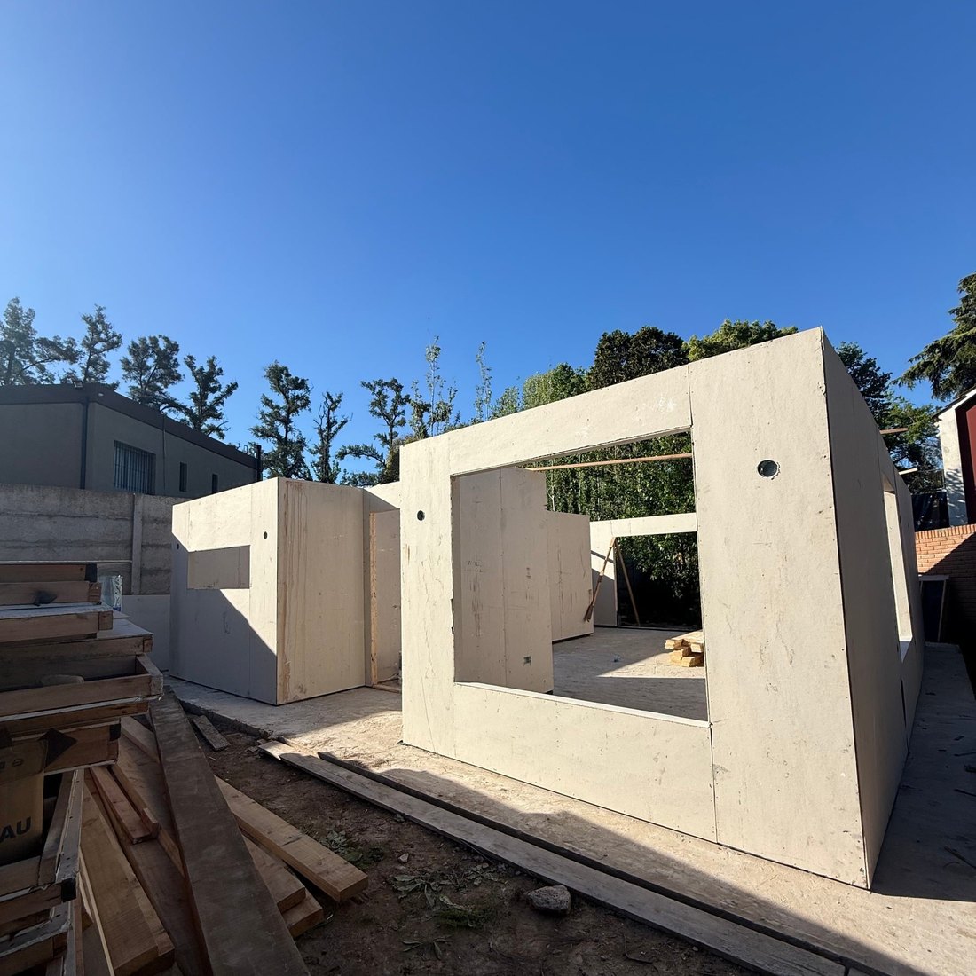 Estructura de wood frame de una vivienda en obra